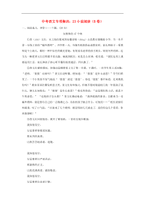中考语文专项集训23小说阅读B卷（含答案）