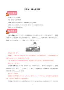 专题11 浮力-2020年中考物理一轮复习讲练（解析版）