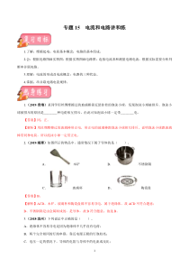 专题15 电流和电路-2020年中考物理一轮复习讲练（解析版）