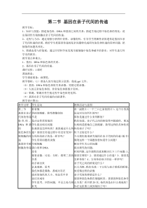 人教版八年级生物下册 第7单元第2章第2节   基因在亲子代间的传递  教案