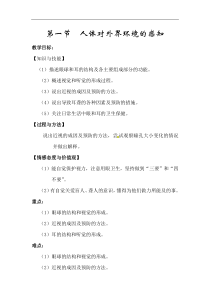 人教版七年级生物下册 第6章第1节  人体对外界环境的感知 教案