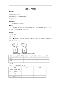 人教版九年级化学下册学案：第9单元课题2  溶解度