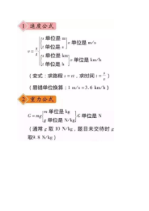 中考物理 尖子生总结的初中必背物理公式7页