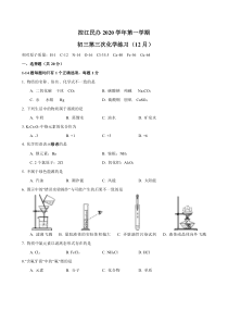 上海市民办控江2020-2021九年级初三上学期12月月考化学试卷+答案