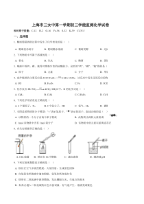 上海市三女中九年级初三上学期12月月考化学试卷+答案