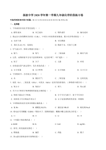 上海市扬波中学2020-2021九年级初三上学期12月月考化学试卷+答案