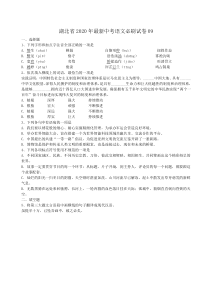 湖北省2020年最新中考语文必刷试卷09（含答案解析）
