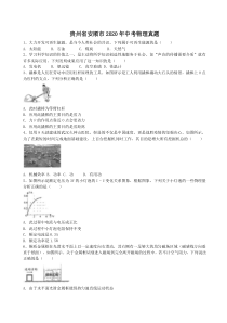 贵州省安顺市2020年中考物理真题（含答案解析）