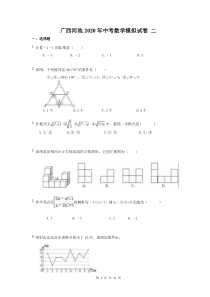 广西河池2020年中考数学模拟试卷 二（含答案）
