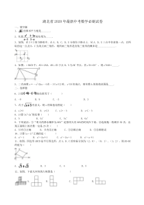 湖北省2020年最新中考数学必刷试卷02（含答案解析）