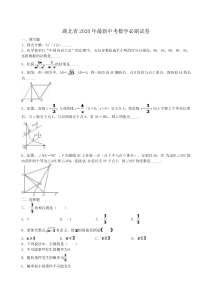 湖北省2020年最新中考数学必刷试卷03（含答案解析）