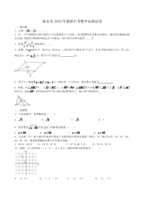 湖北省2020年最新中考数学必刷试卷07（含答案解析）