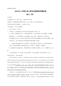 浙江省七彩阳光2020届高三下学期4月高考模拟 语文试题（含答案）