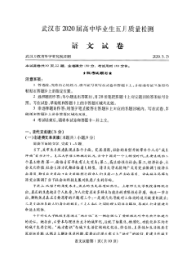 湖北武汉市2020届高中毕业生五月质量检测 语文卷（含答案）