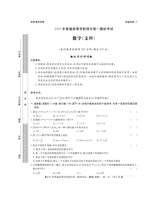2020年普通高等学校招生统一模拟考试 数学(文数)卷（含答案）