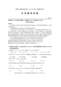 2020年湖北省高三4月线上调研考试 数学(文数)卷（含答案）
