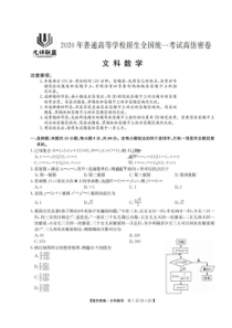 九师联盟2020年普通高等学校招生全国统一考试高仿密卷 数学(文数)卷（含答案）