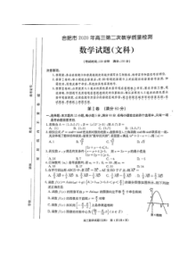 安徽合肥市2020年高三第二次教学质量检测 数学文科试题（含答案）