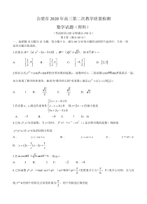 安徽省合肥市2020届高三4月第二次质量检测 数学（理）（含答案）