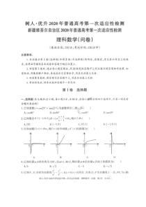 树人优升新疆2020年普通高考第一次适应性检测 数学(理数)卷（含答案）