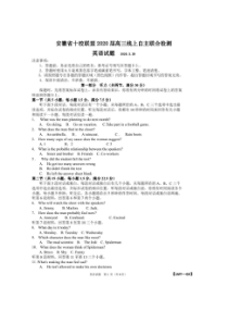 安徽省十校联盟2020届高三线上自主联合检测 英语卷（含答案）
