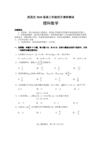 湖北武昌区2020届高三年级四月调研测试 数学(理数)卷（含答案）