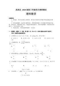 湖北武汉市武昌区2020届高三年级四月调研测试 理科数学试卷（含答案）