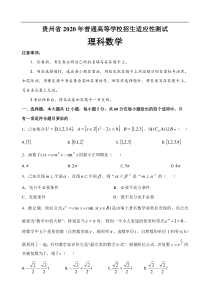 贵州省2020届高三4月适应性考试 理科数学（含答案）