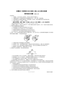 2020安徽十校联盟高考试卷 理综卷（含答案）