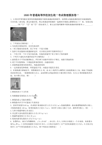 2020年普通高等学校招生统一考试物理模拟卷一（含答案解析）