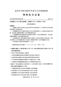 湖北武汉市2020届高中毕业生五月质量检测 理综卷（含答案）