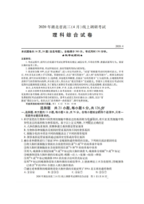 湖北省2020年高三4月线上调研考试 理综卷（含答案）