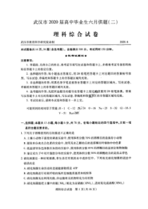 湖北省武汉市2020届高中毕业生六月供题二 理综卷 （含答案）