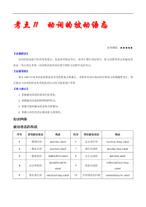 高考英语二轮复习考点练习考点11谓语动词被动语态 (含解析)