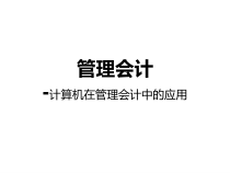 课件-管理会计计算机在管理会计中的应用