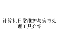 计算机日常维护与病毒处理工具介绍课件