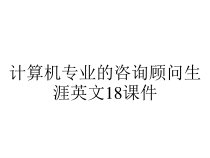 计算机专业的咨询顾问生涯英文18课件