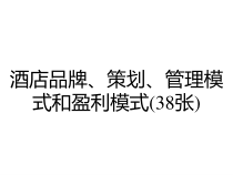 酒店品牌、策划、管理模式和盈利模式(38张)课件