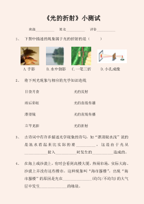 《第四节 光的折射》课堂小测试-八年级物理上册【鲁科版】