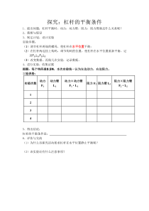 《第一节 杠杆》实验报告-八年级物理下册【鲁科版】