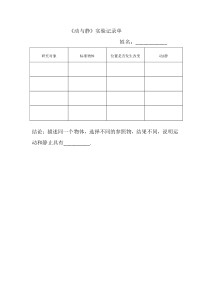 《第一节 动与静》实验记录单-八年级物理全一册【沪科版】