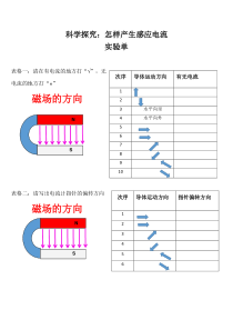 《第二节 科学探究：怎样产生感应电流》实验单-九年级物理全一册【沪科版】