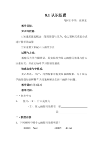 《1. 认识压强》教学设计1-八年级物理下册【粤沪版】