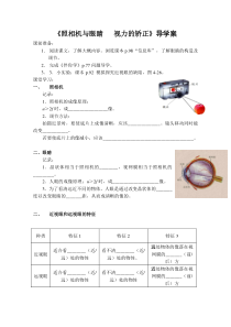 《四、照相机与眼睛视力的矫正》导学案-八年级物理上册【苏科版】
