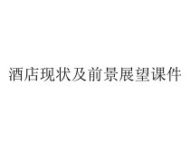 酒店现状及前景展望课件