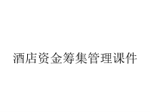 酒店资金筹集管理课件
