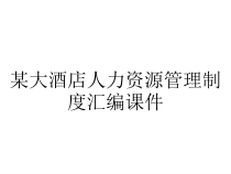 某大酒店人力资源管理制度汇编课件