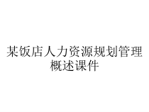 某饭店人力资源规划管理概述课件