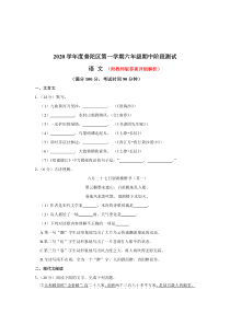 上海市普陀区2020-2021六年级语文上册期中试卷+答案