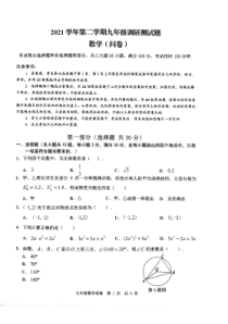 广州花都区2022届中考数学一模试卷及答案